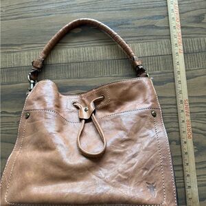 Frye Tan Leather Drawstring Shoulder Bag